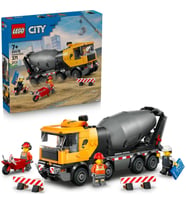 ® City Beton Mikseri - 7 Yaş ve Üzeri Çocuklar İçin 3 Minifigürlü Büyük İnşaat Kamyonu Oyuncağı - 60