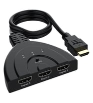 PowerMaster PM-17229 3 Giriş 1 Çıkış HDMI Switcher Çoğaltıcı Toplayıcı Aparat 30 CM Kablolu Seçme Düğmeli