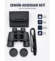 Lexroo 20x Büyütmeli Profesyonel Dürbün HD Optik Lens Taşıma Çantalı ve Boyun Askılı