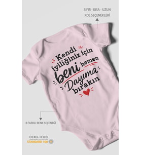 Dayıya Özel Kısa Kollu Bebek Body %100 Pamuk