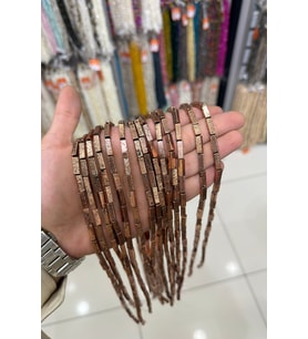 Hematit Taşı Dikdörtgen Kesim Antik Bakır 4x13mm Doğal Taş Dizi