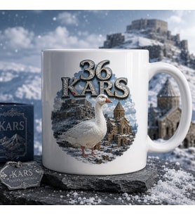 Kars Temalı Memleket Kupası – 36 Kars Kazı Kars Kalesi ve Karlı Tarihi Yapılar Klasik Baskılı Seramik Kupa