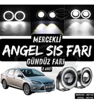 Ford Focus 3 2011-2014 Uyumlu Mercekli Angel Sis Farı Metal 76 mm Beyaz Halkalı Gündüz Farı 2 Adet