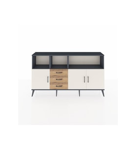 Arges Konsol 5 Raflı 3 Çekmeceli 3 Kapaklı 176x30x99 Antrasit-Aytaşı/Çam