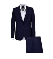 Erkek Lacivert Armürlü Silim Fit Takım Elbise BGL-ST03494