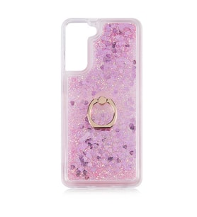 Samsung Galaxy S21 FE Kılıf İçi Sıvılı Yüzüklü Kapak (Pembe)