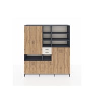 Hyperion Dolap 17 Raflı 2 Çekmeceli 7 Kapaklı 220x44x243 Antrasit-Çam/Aytaşı
