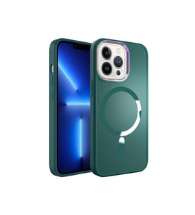Apple iPhone 12 Pro Max Uyumlu Kılıf M-safe Wireless Şarj Özellikli Zore Stil Kapak (Koyu Yeşil)