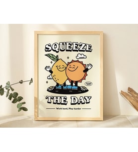 ÇERÇEVELİ Squeeze the Day Baskısı, Retro Pozitiflik Alıntı Duvar Sanatı, 70'ler Sanat İllüstrasyonu, Motivasyonel