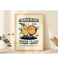 ÇERÇEVELİ Squeeze the Day Baskısı, Retro Pozitiflik Alıntı Duvar Sanatı, 70'ler Sanat İllüstrasyonu, Motivasyonel