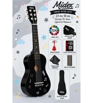 Midex CG-230BK Çocuk Klasik Gitar Seti 3-8 Yaş 23 İnç 58 cm Siyah Çocuk Gitarı Seti
