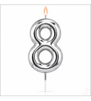 8 Rakam Mum Gümüş - 10 cm