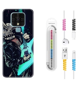 Tecno Camon 16 18P Pova 3 Pova Neo Kılıf Kablo Koruma Spiral Silikon Dog Guitar 1789