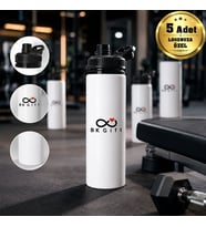 Logonuza Özel 5 Adet Askılı Alüminyum Su Matarası - 800 ml Kurumsal Matara
