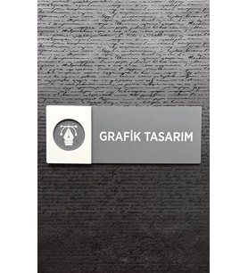 Grafik Tasarım Kapı İsimlik Yönlendirme Levhası Antrasit&Beyaz Pleksi Kendinden Yapışkanlı