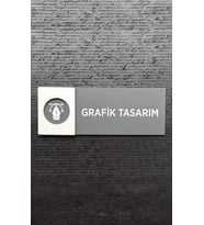 Grafik Tasarım Kapı İsimlik Yönlendirme Levhası Antrasit&Beyaz Pleksi Kendinden Yapışkanlı