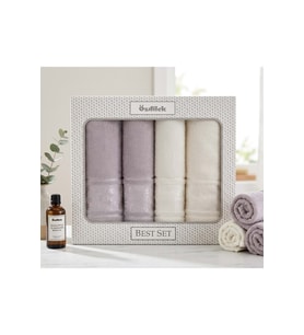 Özdilek Best Hamam Seti, Banyo Havlu Takımı-Camellia Gri Krem