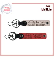 İki Gezgin Ruh İçin Hazırlanmış Set, Karavan Temalı Anahtarlık x2’li, Özel Hediye, Pudra-Nar Çiçeği