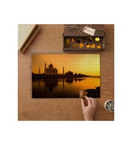 Tac Mahal Ve Nehir Manzarası - Günbatımı Tasarımı 240 parça Ahşap Puzzle Ahşap Kutuda MP01399