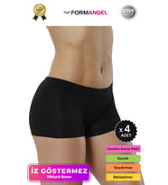 #KadınBoxer Toparlayıcı Şekillendirici Seamless Kaymaz Kadın Dikişsiz Boxer İç Çamaşırı - 4 Adet (Siyah)