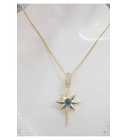 Kuzey Yıldızı Göz Boncuk Detay Altın Tasarım 925 Gümüş Kolye • Çağla Kolye • Serenay • Choker Chain