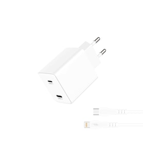 50W USB-C Lightning Hızlı Şarj Seti PD Destekli iPhone Şarj Adaptörü (Beyaz)