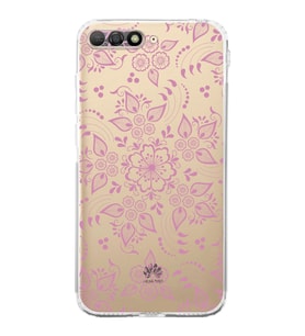 Huawei Y6 2018  Kamera korumalı Kapak Nostalji Desen Tasarımlı  Şeffaf Kılıf