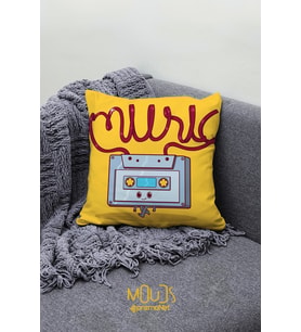 Mouds Çift Tarafı Baskılı Ree Music Desenli Tekli Süet Kırlent Kılıfı