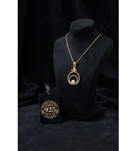 925 Ayar Zirkon Taşlı Gold Çiçekli Halka Gümüş Kolye