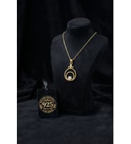 925 Ayar Zirkon Taşlı Gold Çiçekli Halka Gümüş Kolye