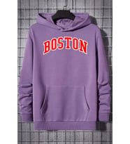 Unisex Boston Baskılı Sweatshirt (Lila)