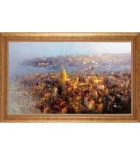 Çerçeveli Paspartulu Manzara Tablo bm0969 (Gold)