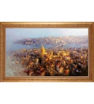 Çerçeveli Paspartulu Manzara Tablo bm0969 (Gold)