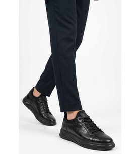 Walkway Siyah Kroko Lastik Bağcıklı Erkek Sneaker Balase M