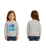 Unisex Stitch Baskılı Çocuk Swaetshirt 3 İplik Şardonlu (Gri)