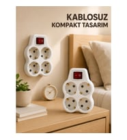 Mey İthalat® 2’li Set 4’lü Priz Çoklayıcı Açma Kapama Anahtarlı Direkt Prize Takılan Adaptör