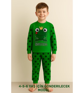 KURBAĞA KRAL PAMUKLU PENYE ÇOCUK PİJAMA TAKIMI