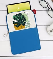 BK Gift Yaprak Tasarımlı Taşınabilir Koruyucu Tablet Kılıfı & Organizer Çanta - Mavi-1