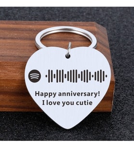 Kişiye Özel 925 Ayar Gümüş Spotify Şarkı Kodlu Yazılı Anahtarlık