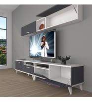 Decoraktiv Eko 5200 Mdf Retro Tv Ünitesi Tv Sehpası (Beyaz - Antrasit)
