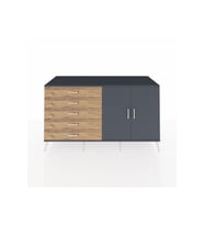Kronos Konsol 2 Raflı 5 Çekmeceli 2 Kapaklı 176x59x99 Antrasit-Antrasit/Çam