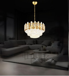 Diego 50'lik Taşlı Avize  Kristal  Taş Salon Oturma Odası Avize (Gold)