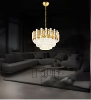 Diego 50'lik Taşlı Avize  Kristal  Taş Salon Oturma Odası Avize (Gold)