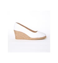 Beyaz Keten Espadril Dolgu Topuk