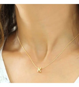 Gümüş Gold 3 Boyutlu K Harf Bayan Kolye