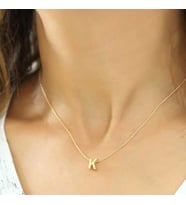 Gümüş Gold 3 Boyutlu K Harf Bayan Kolye