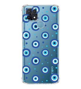 PrintiFy Oppo A15S Uyumlu Nazar Boncuğu 1 Baskılı Şeffaf Köşe Korumalı Antişok Kılıf