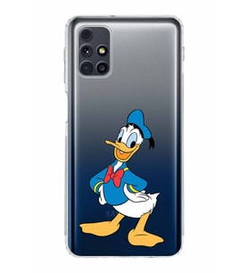 Samsung Galaxy M31s  Kamera Korumalı Kapak Donald Duck Tasarımlı  Şeffaf  Kılıf