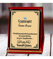 Fizyoterapist Baskılı Plaket (3. Tasarım)  Kişiye Özel (Kırmızı)