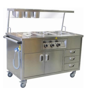 Öztiryakiler Ohbe 13070 Bain Marie Elektrikli Hareketli Servis Raflı, Çekmeceli, 3 Gn 1/1, 130x70 Cm